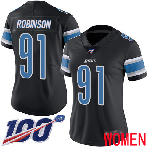 Detroit Lions Limited Black Women Ahawn Robinson Jersey NFL Football #91 100th Season Rush Vapor Untouchable